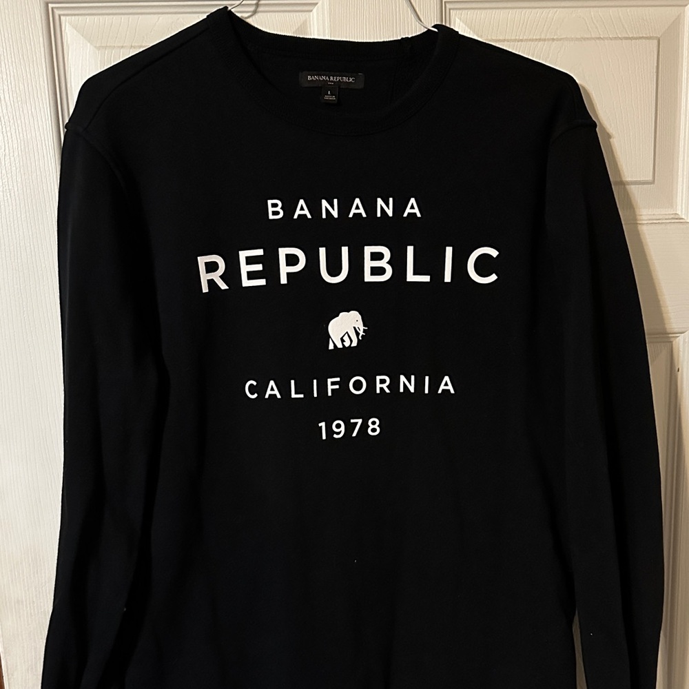 Banana Republic Black Crewneck with White Print
